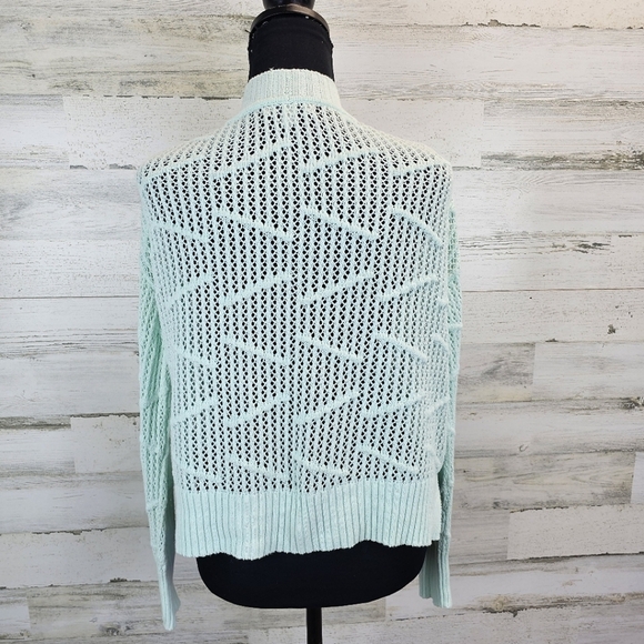Kinross Cotton Open Crochet Knit Sweater Cardigan Sz Small Mint Green Preppy - Picture 7 of 12